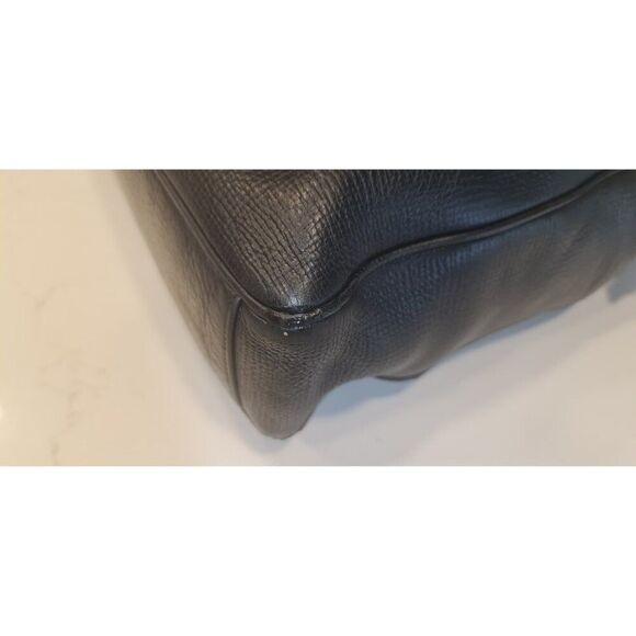 BALLY MIKAEL Black Textured Pebbled Leather Top Handles Tote Bag Medium Travel - Picture 15 of 16